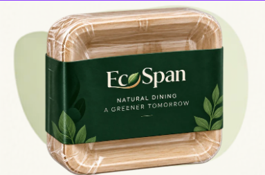 EcoSpan plates in branded shrink wrap with a dark green private-label band